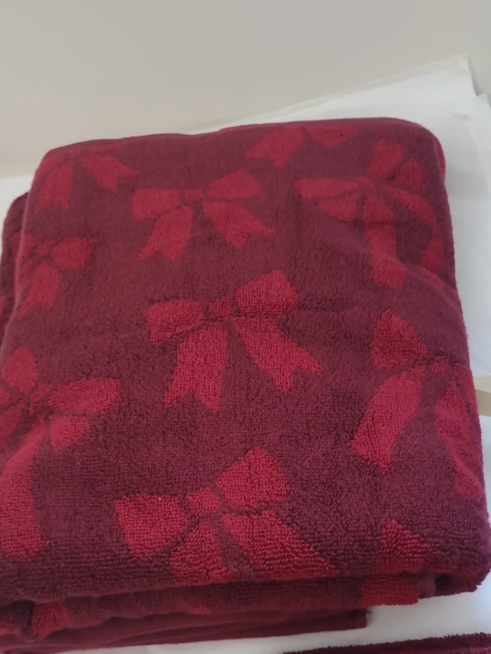 Sonoma Burgundy Ribbon Pattern Jacquard Towel Set 6 Pc